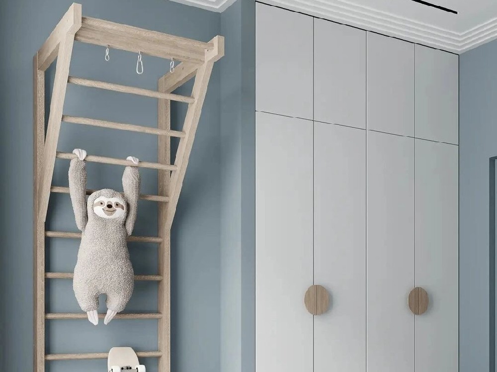 以藍色為主題的全屋定制，盡顯活潑開朗